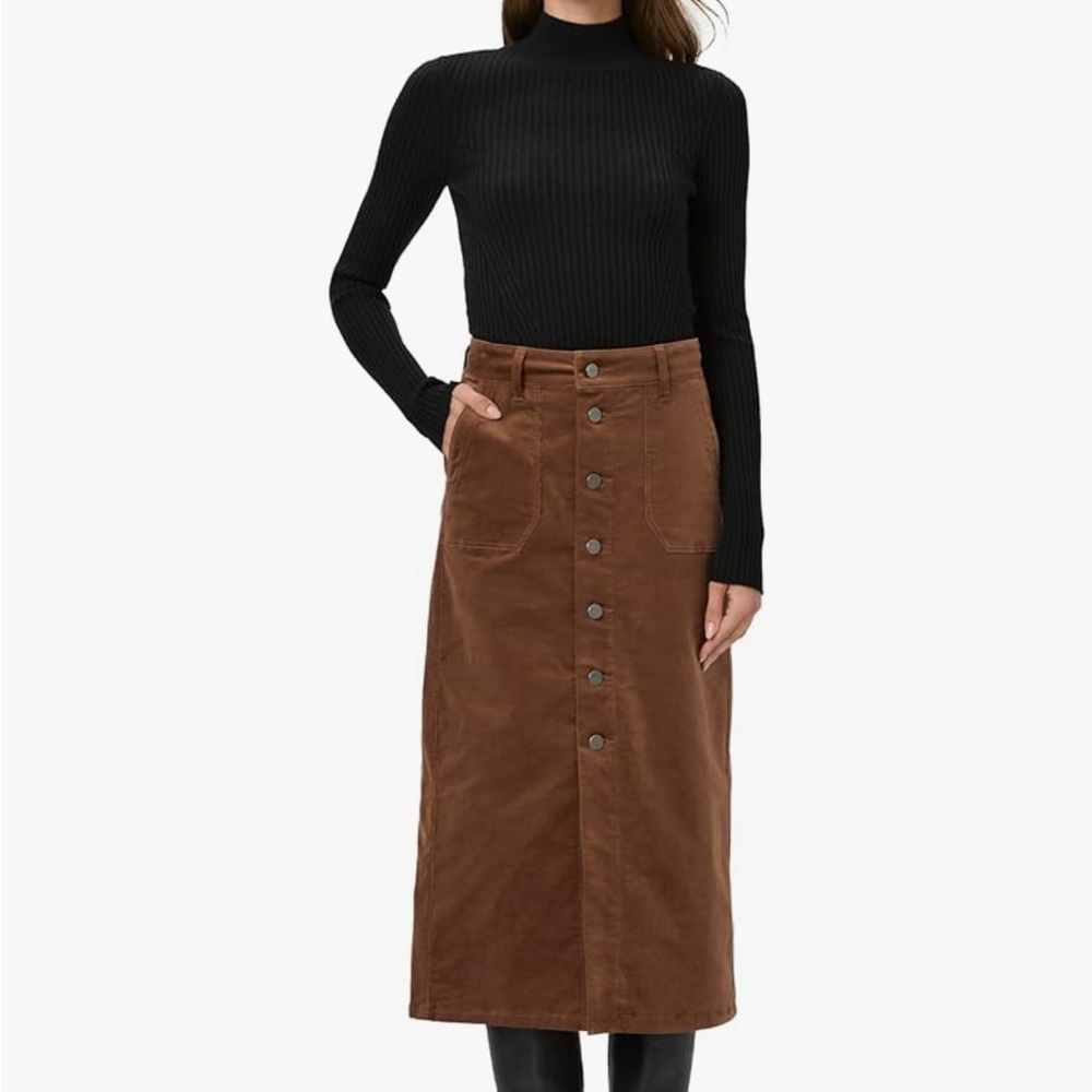 Paige Meadow Brown Corduroy Midi Pencil Skirt | Size 4